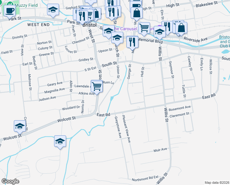 map of restaurants, bars, coffee shops, grocery stores, and more near 111 Union Street in Bristol