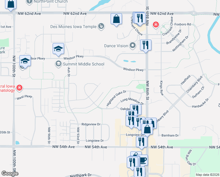 map of restaurants, bars, coffee shops, grocery stores, and more near 9020 Timberwood Drive in Johnston