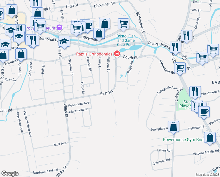 map of restaurants, bars, coffee shops, grocery stores, and more near 133 Willcox Street in Bristol