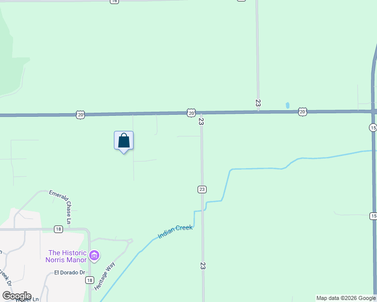 map of restaurants, bars, coffee shops, grocery stores, and more near 57105 County Road 23 in Goshen