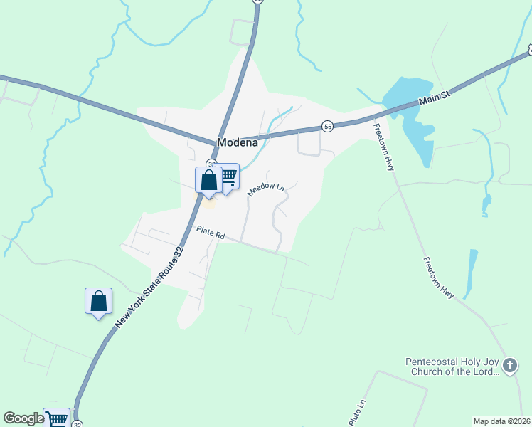 map of restaurants, bars, coffee shops, grocery stores, and more near 74 Meadow Lane in Modena