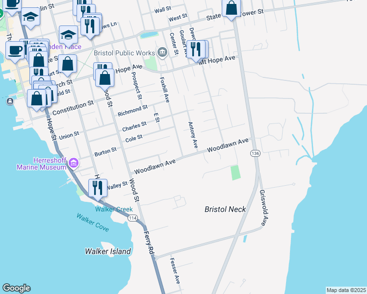map of restaurants, bars, coffee shops, grocery stores, and more near 59 Foxhill Avenue in Bristol