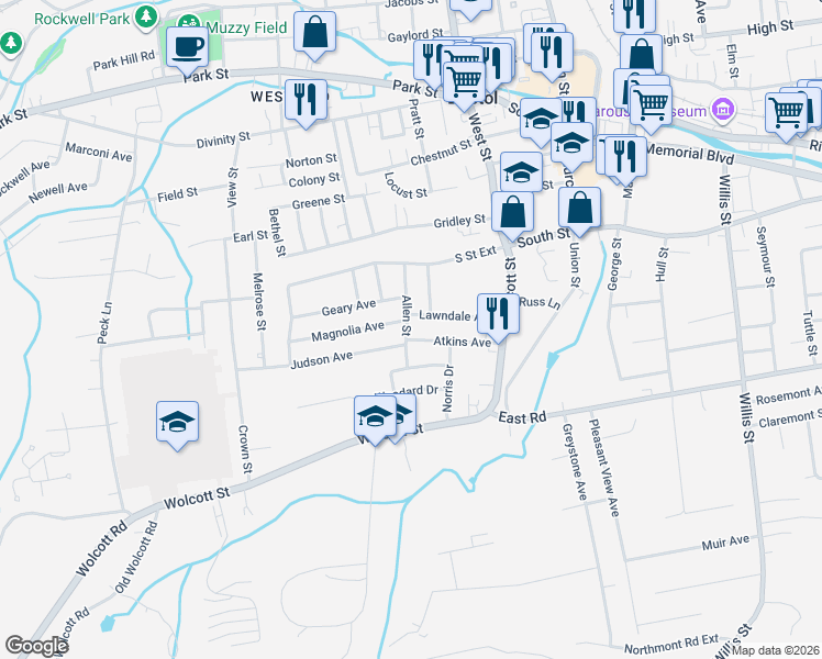 map of restaurants, bars, coffee shops, grocery stores, and more near 69 Allen Street in Bristol