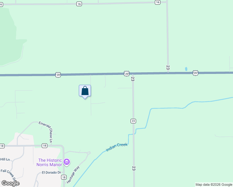 map of restaurants, bars, coffee shops, grocery stores, and more near 57105 County Road 23 in Goshen