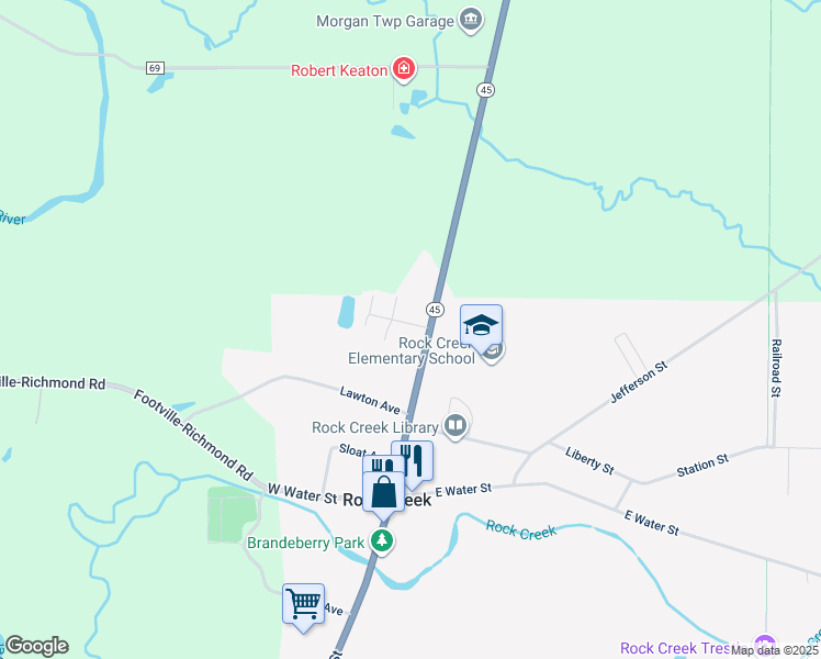 map of restaurants, bars, coffee shops, grocery stores, and more near 3112 North Main Street in Rock Creek