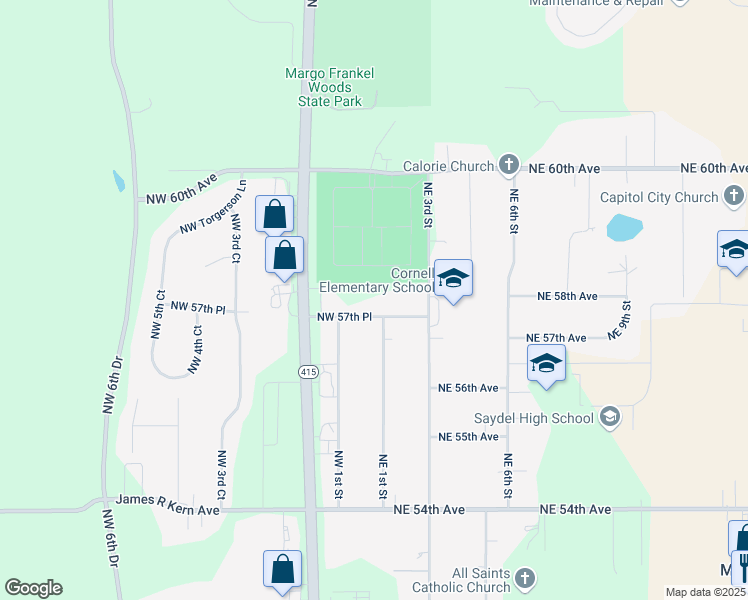 map of restaurants, bars, coffee shops, grocery stores, and more near 35 Northwest 57th Place in Des Moines