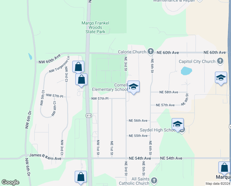 map of restaurants, bars, coffee shops, grocery stores, and more near 50 Northeast 57th Place in Des Moines