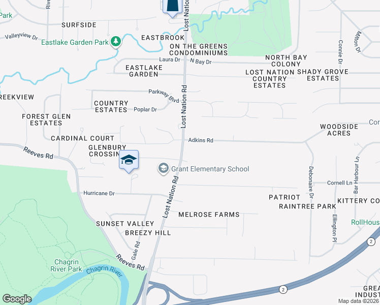 map of restaurants, bars, coffee shops, grocery stores, and more near 2731 Lost Nation Rd in Willoughby