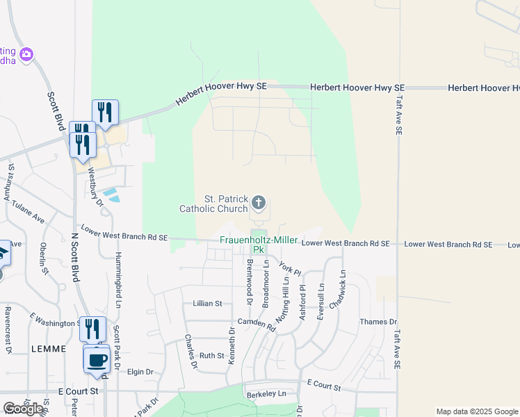 map of restaurants, bars, coffee shops, grocery stores, and more near 4330 Saint Patricks Drive in Iowa City