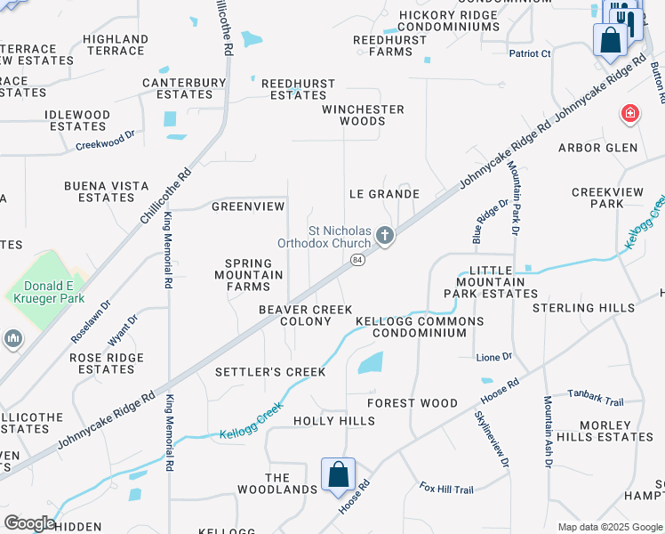 map of restaurants, bars, coffee shops, grocery stores, and more near 7524 Demshar Drive in Mentor