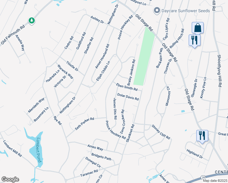 map of restaurants, bars, coffee shops, grocery stores, and more near 23 James Otis Road in Barnstable