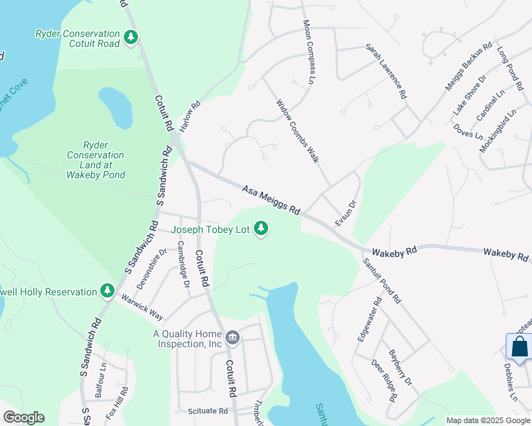 map of restaurants, bars, coffee shops, grocery stores, and more near 28 Asa Meiggs Road in Sandwich
