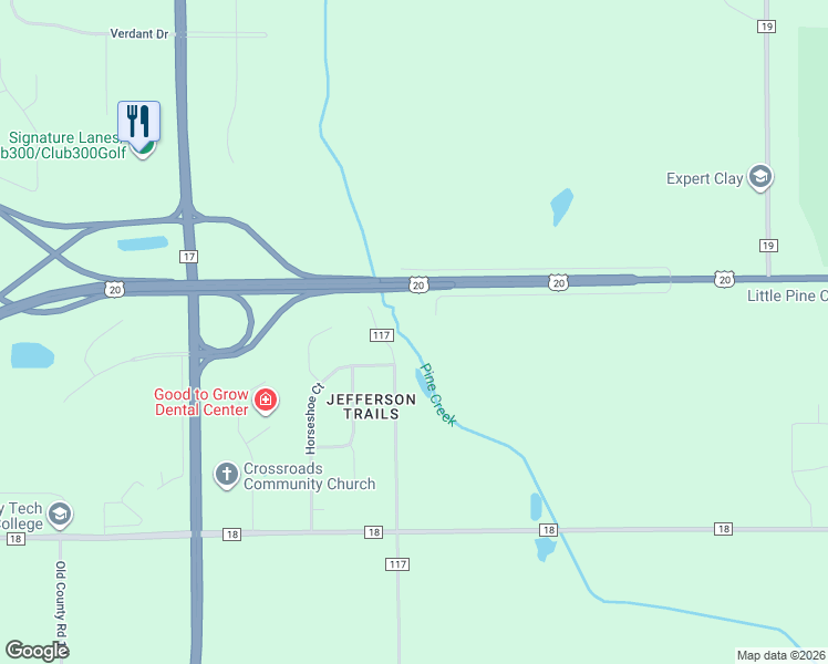map of restaurants, bars, coffee shops, grocery stores, and more near 21452 U.S. 20 in Goshen