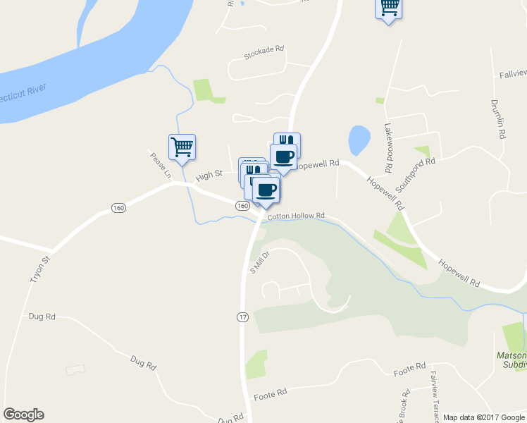 map of restaurants, bars, coffee shops, grocery stores, and more near 868 Main St in Glastonbury