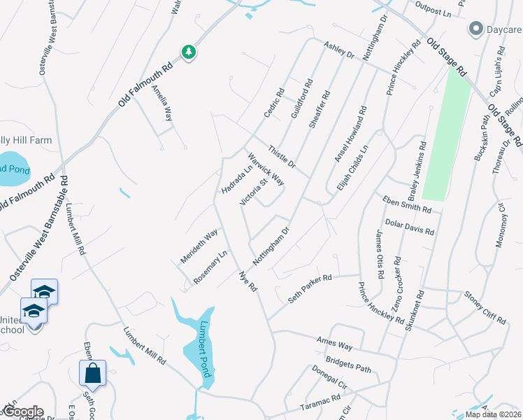 map of restaurants, bars, coffee shops, grocery stores, and more near 38 Victoria Street in Barnstable