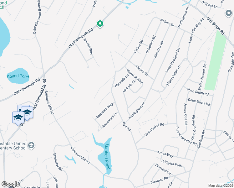 map of restaurants, bars, coffee shops, grocery stores, and more near 344 Nye Road in Barnstable