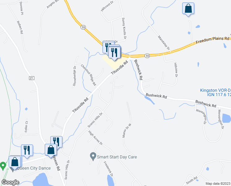 map of restaurants, bars, coffee shops, grocery stores, and more near 86 Scenic Hills Drive in Poughkeepsie