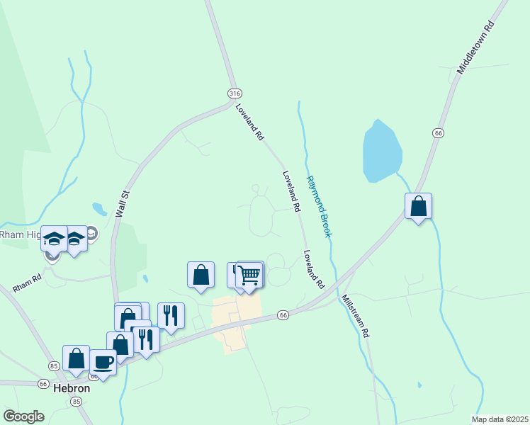 map of restaurants, bars, coffee shops, grocery stores, and more near 20 Buttonwood Road in Hebron
