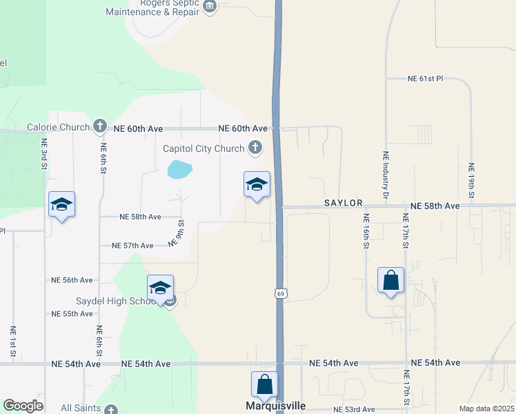 map of restaurants, bars, coffee shops, grocery stores, and more near 5810 Northeast 14th Street in Des Moines