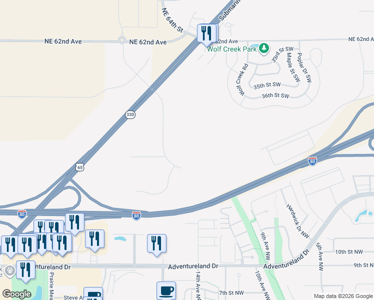 map of restaurants, bars, coffee shops, grocery stores, and more near 1475 Ziegler Drive Northwest in Altoona