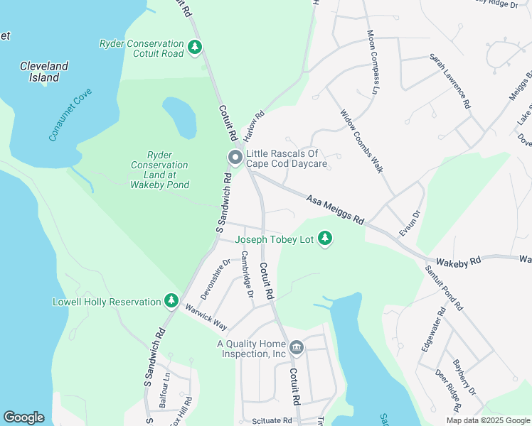 map of restaurants, bars, coffee shops, grocery stores, and more near 7 Salt Kettle Lane in Sandwich
