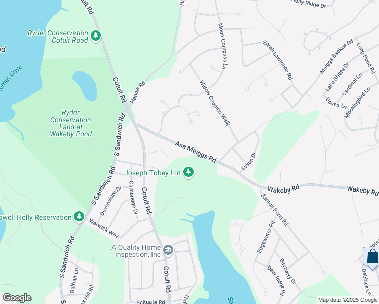 map of restaurants, bars, coffee shops, grocery stores, and more near 26 Asa Meiggs Road in Sandwich