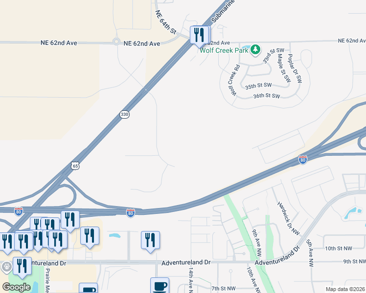 map of restaurants, bars, coffee shops, grocery stores, and more near 1475 Ziegler Drive Northwest in Altoona