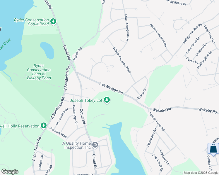 map of restaurants, bars, coffee shops, grocery stores, and more near 26 Asa Meiggs Road in Sandwich