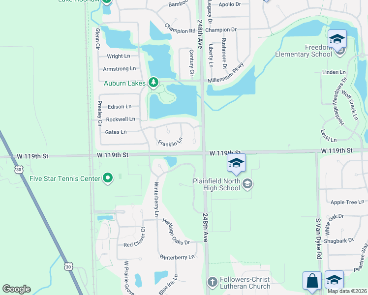 map of restaurants, bars, coffee shops, grocery stores, and more near 11972 Winterberry Lane in Plainfield