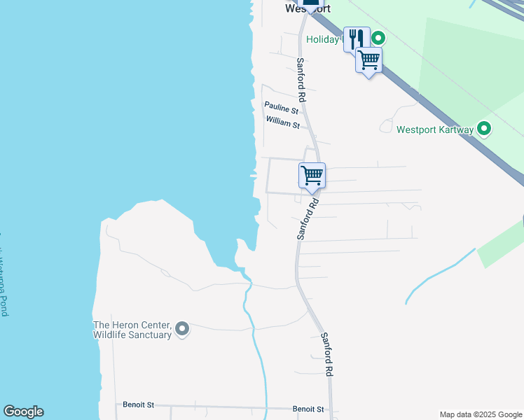 map of restaurants, bars, coffee shops, grocery stores, and more near 3 Harrison Court in Westport