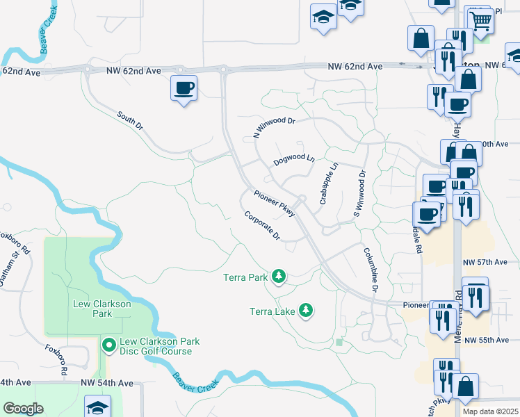 map of restaurants, bars, coffee shops, grocery stores, and more near 6701 Corporate Drive in Johnston