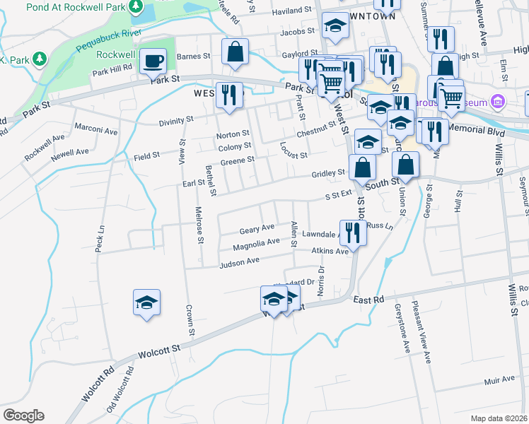map of restaurants, bars, coffee shops, grocery stores, and more near 161 Gridley Street in Bristol