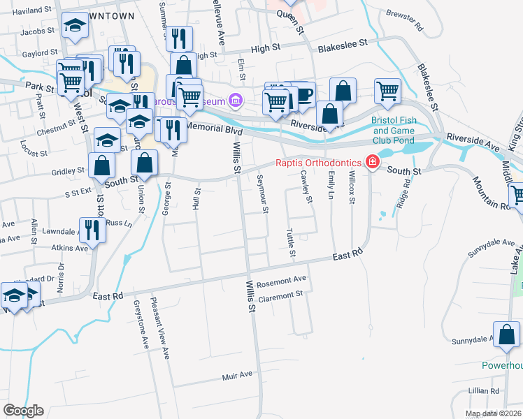 map of restaurants, bars, coffee shops, grocery stores, and more near 49 Seymour Street in Bristol