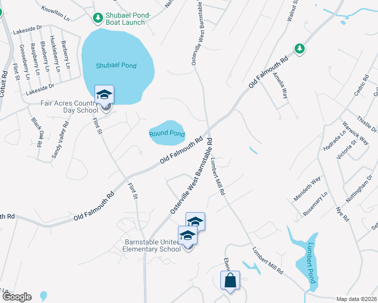 map of restaurants, bars, coffee shops, grocery stores, and more near 596 Old Falmouth Road in Barnstable