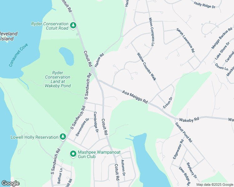 map of restaurants, bars, coffee shops, grocery stores, and more near 16 Asa Meiggs Road in Sandwich