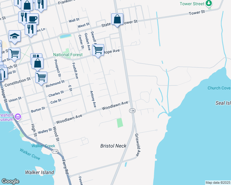 map of restaurants, bars, coffee shops, grocery stores, and more near 1 Heritage Road in Bristol