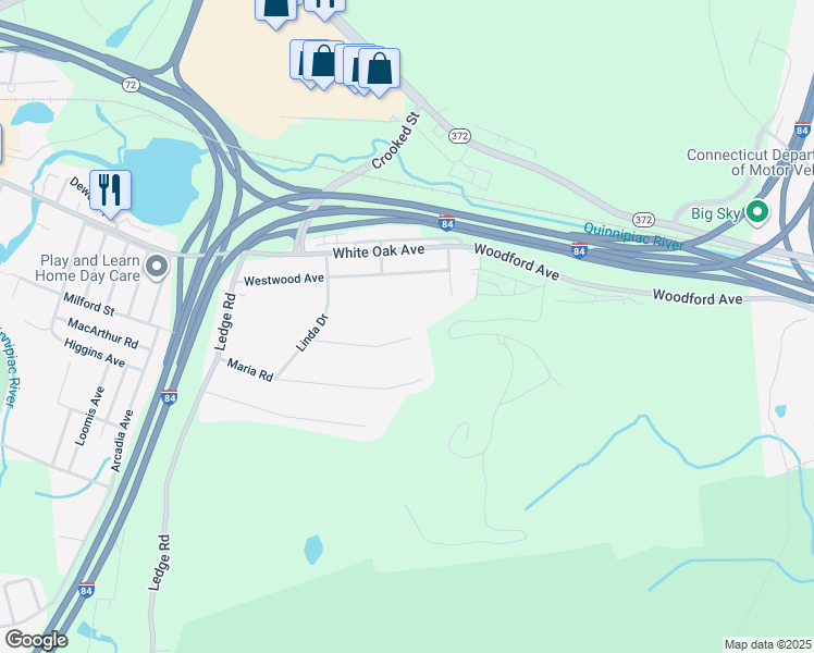 map of restaurants, bars, coffee shops, grocery stores, and more near 41 Kristin Lane in Plainville
