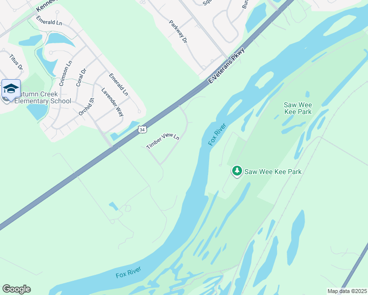 map of restaurants, bars, coffee shops, grocery stores, and more near 34 Timber Ridge Drive in Yorkville