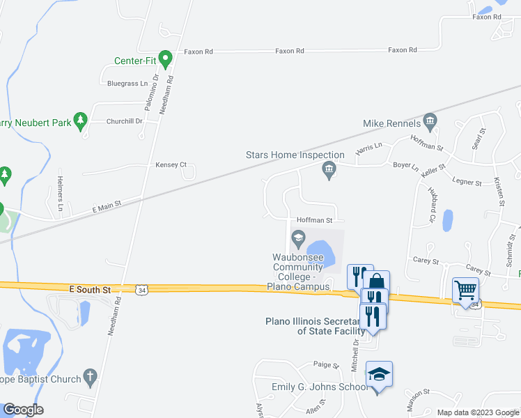 map of restaurants, bars, coffee shops, grocery stores, and more near 3007 Hoffman Street in Plano