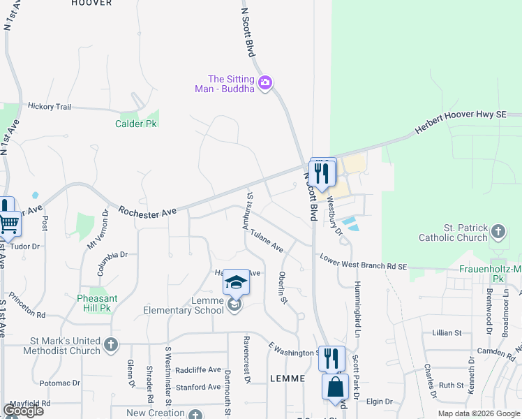 map of restaurants, bars, coffee shops, grocery stores, and more near 514 Amhurst Street in Iowa City