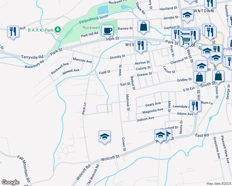 map of restaurants, bars, coffee shops, grocery stores, and more near 23 Crown Street in Bristol