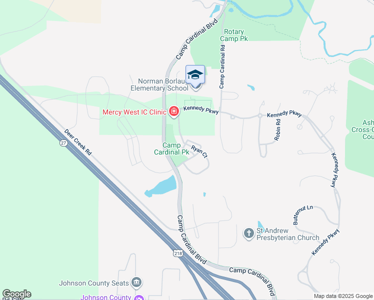 map of restaurants, bars, coffee shops, grocery stores, and more near 949 Ryan Court in Iowa City