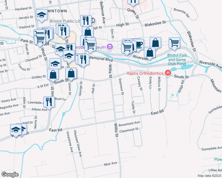map of restaurants, bars, coffee shops, grocery stores, and more near 36 Willis Street in Bristol