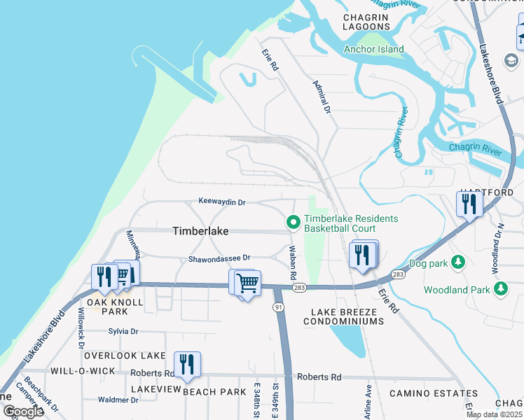 map of restaurants, bars, coffee shops, grocery stores, and more near 33 Nokomis Drive in Timberlake