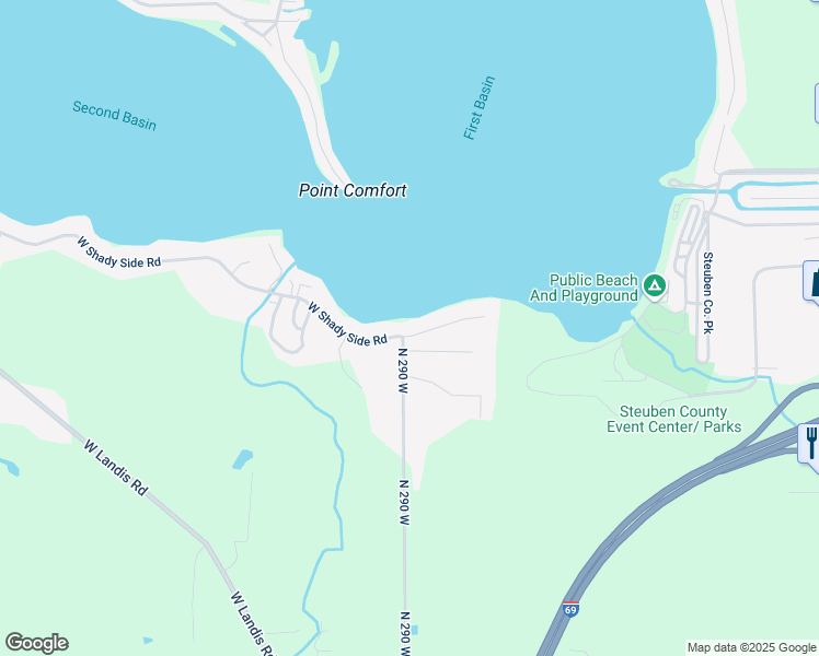 map of restaurants, bars, coffee shops, grocery stores, and more near 2900 W Shady Side Rd in Angola