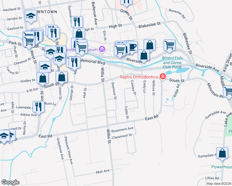 map of restaurants, bars, coffee shops, grocery stores, and more near 49 Seymour Street in Bristol