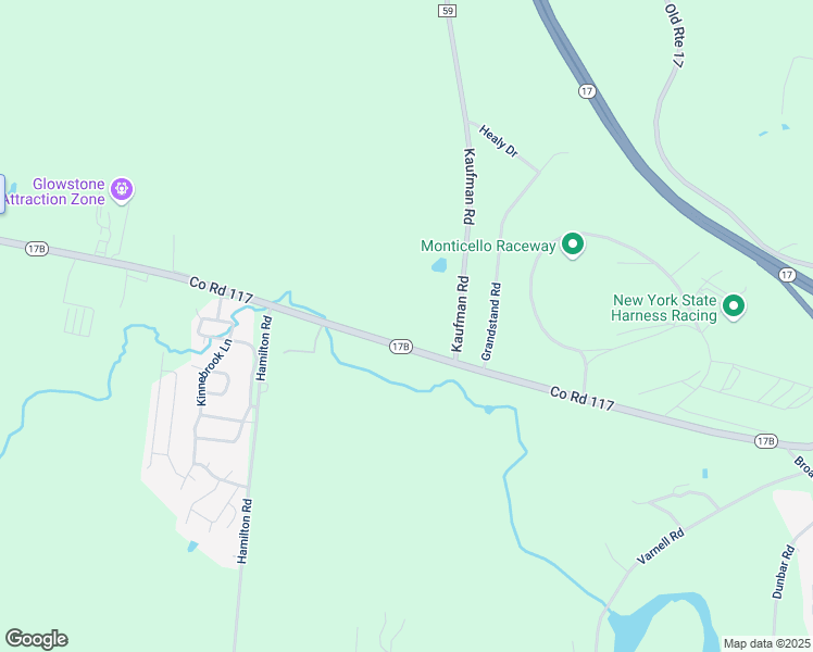 map of restaurants, bars, coffee shops, grocery stores, and more near 242 New York 17B in Monticello