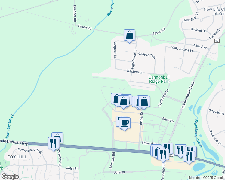map of restaurants, bars, coffee shops, grocery stores, and more near Edward Lane in Yorkville