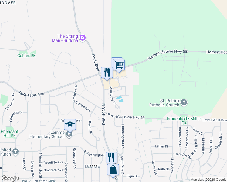 map of restaurants, bars, coffee shops, grocery stores, and more near 3527 Middlebury Road in Iowa City