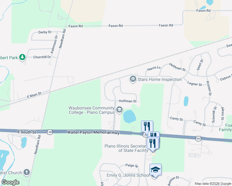 map of restaurants, bars, coffee shops, grocery stores, and more near 318 Waubonsee Drive in Plano